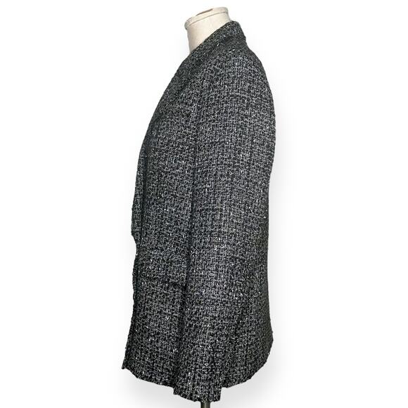 THEORY Wool Double Breasted Jacket Piazza Noelle Tweed Coat Gray Black Creative - Picture 7 of 15